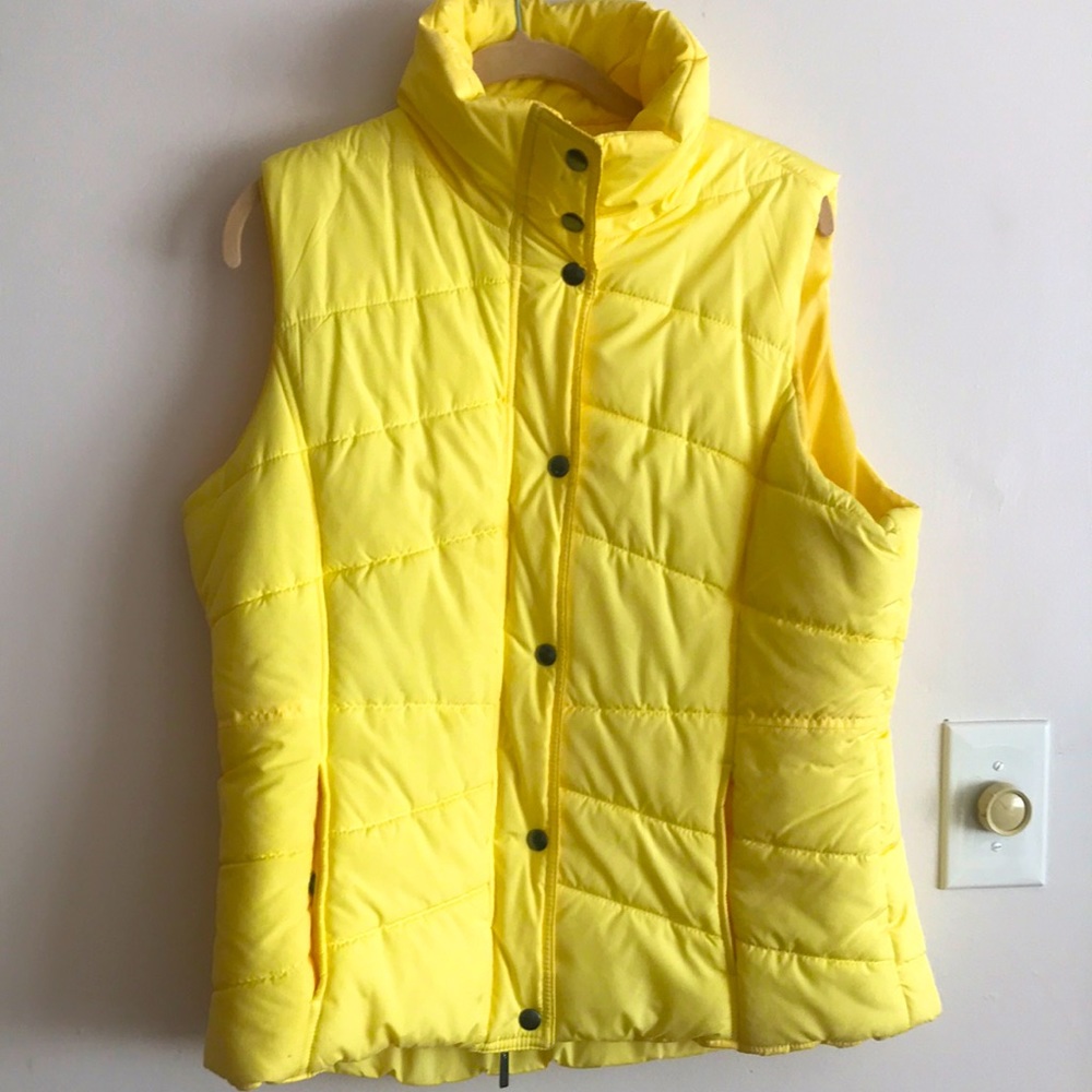 New York & Company Yellow Puffer Vest sz L